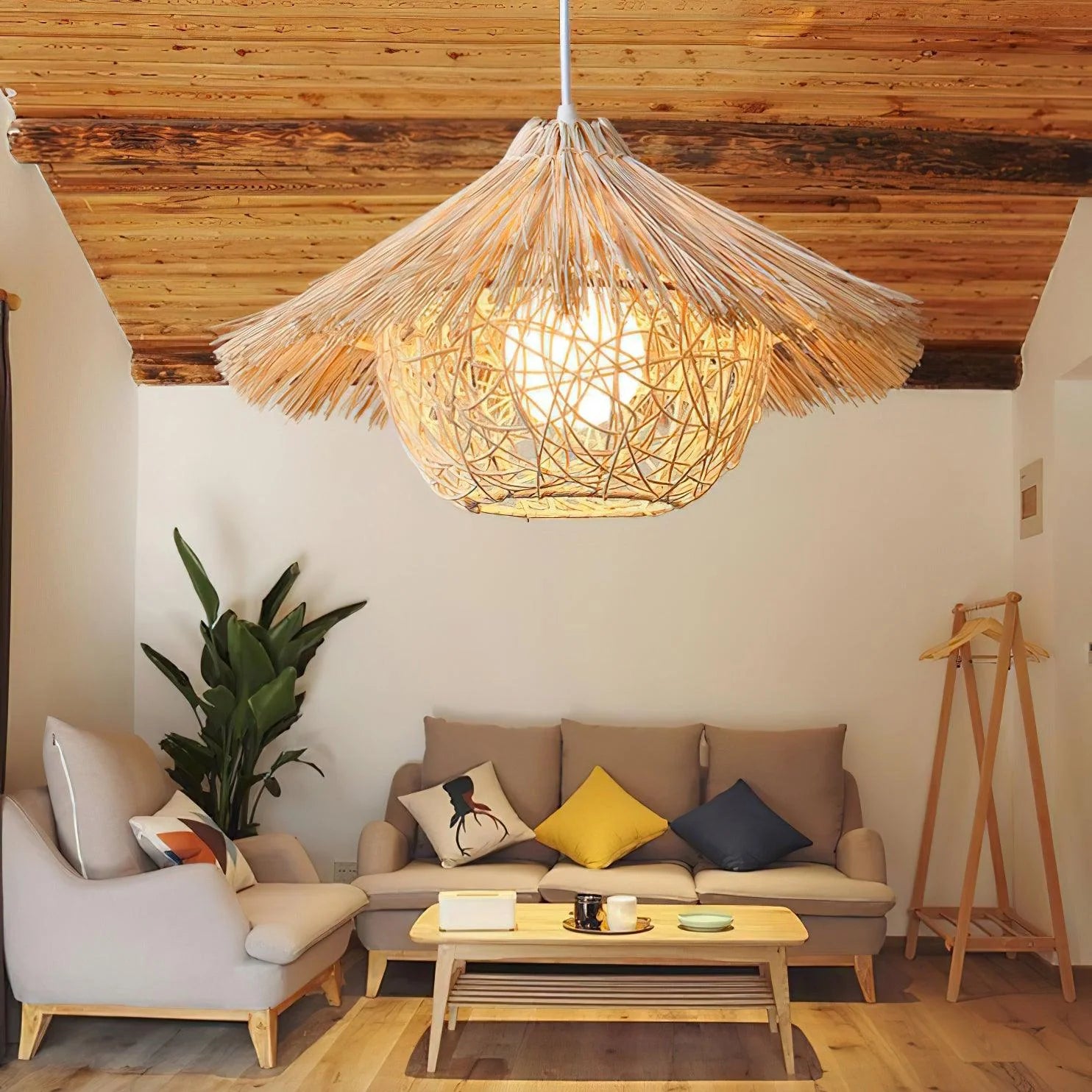 Straw Hat Rattan Pendant Light