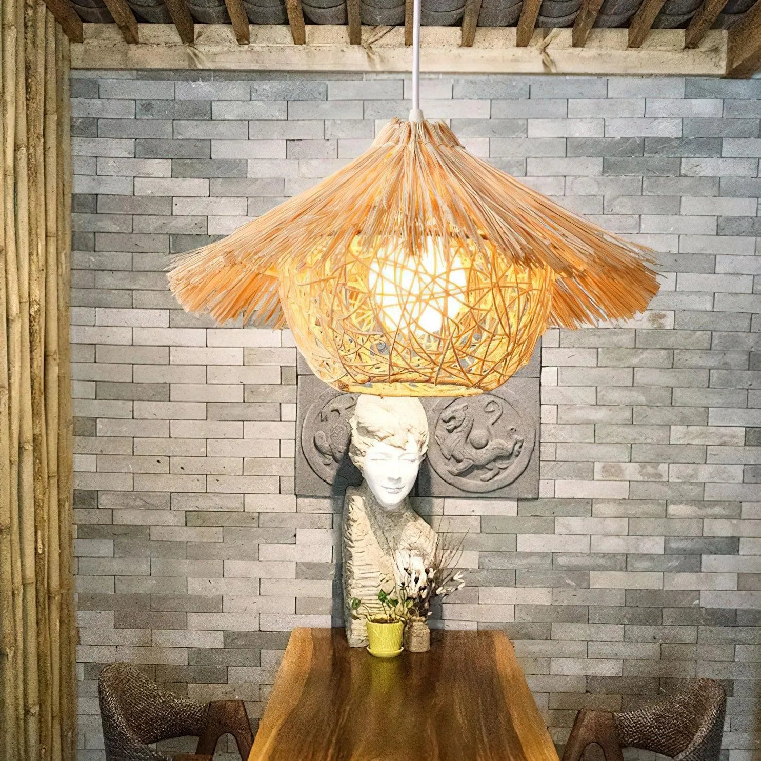 Straw Hat Rattan Pendant Light