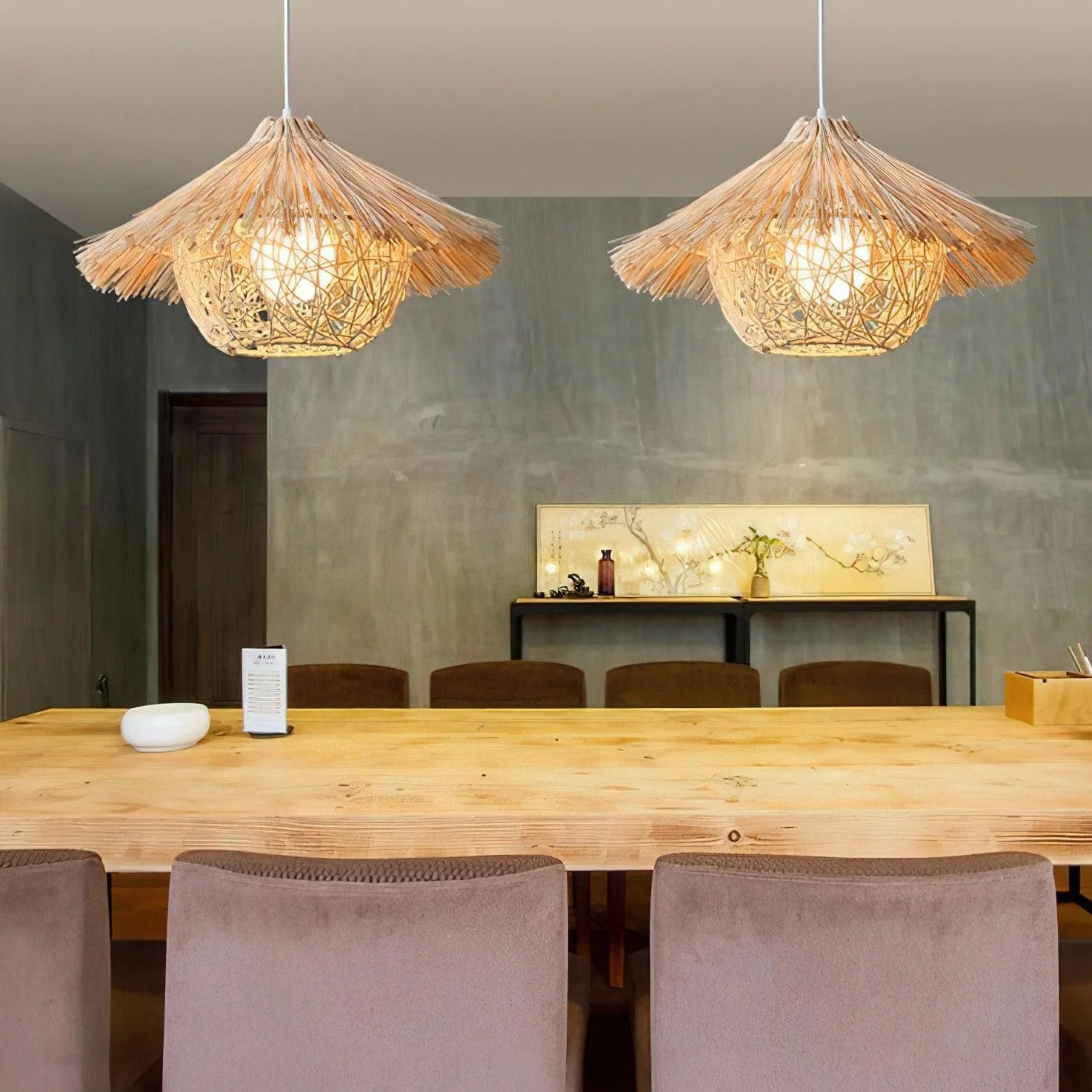 Straw Hat Rattan Pendant Light