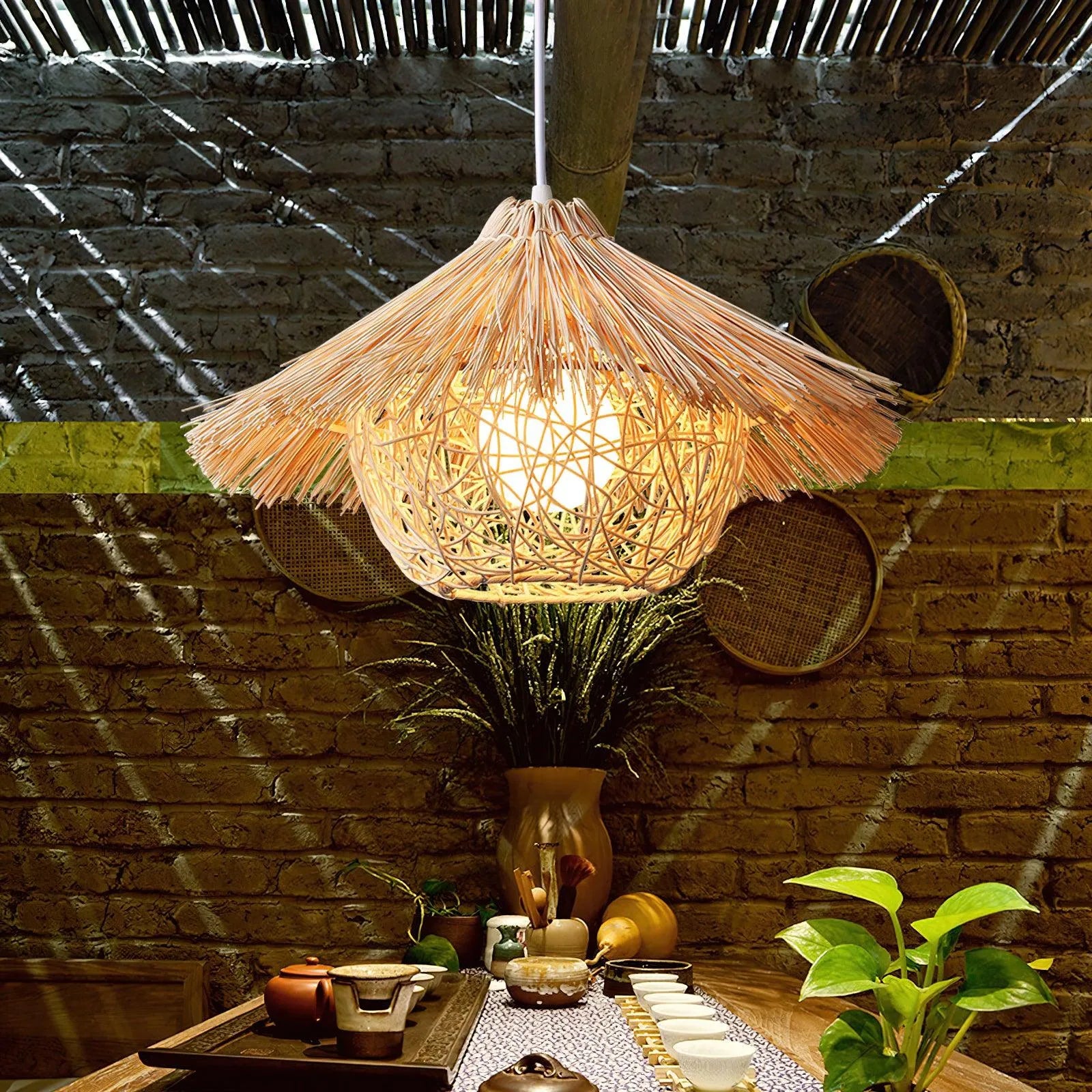 Straw Hat Rattan Pendant Light