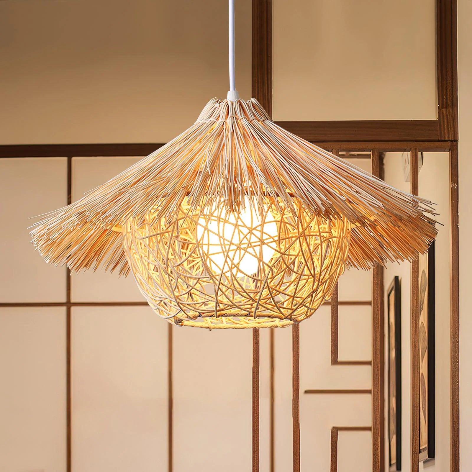 Straw Hat Rattan Pendant Light