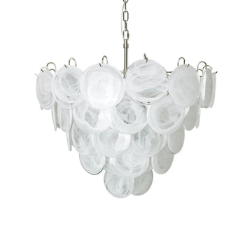 White Murano Disc Chandelier - Auraolight