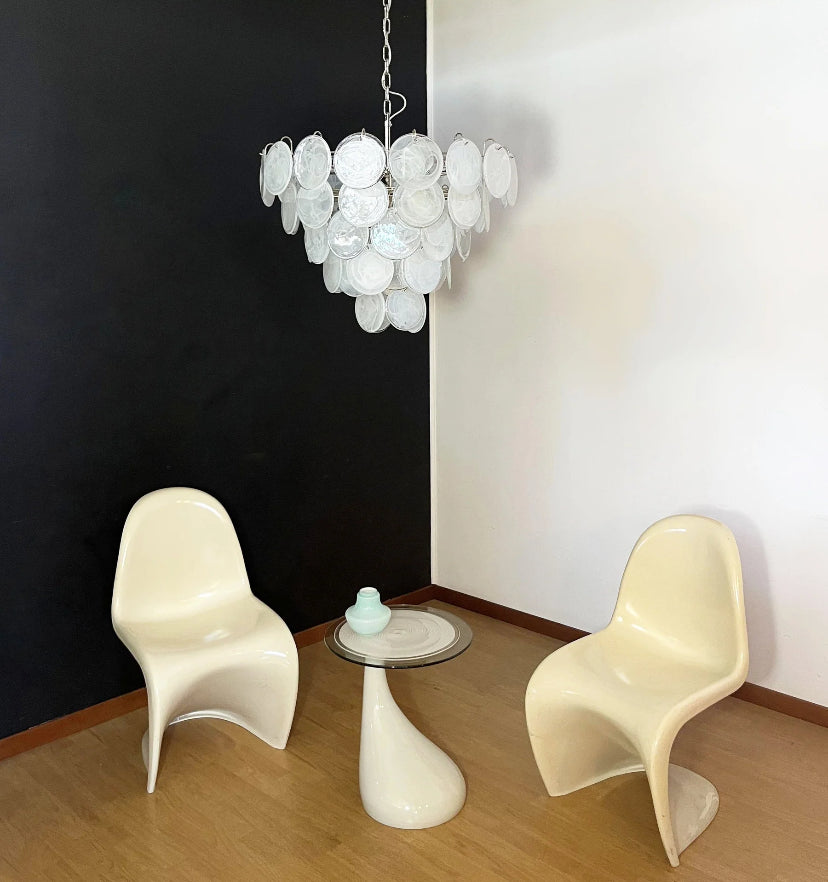 White Murano Disc Chandelier - Auraolight