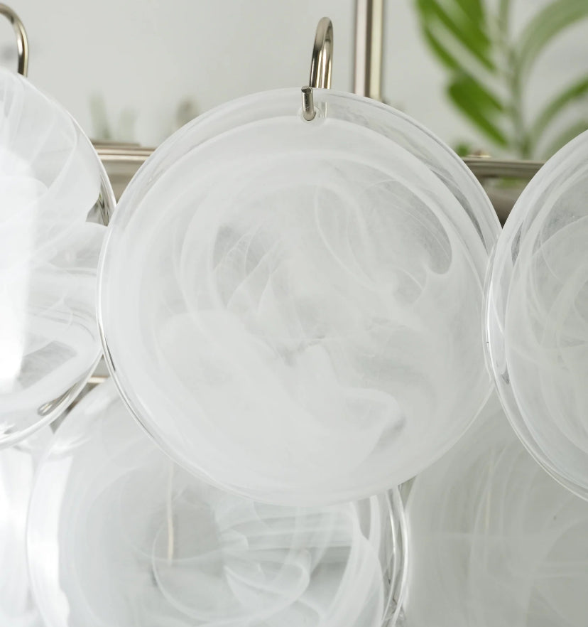 White Murano Disc Chandelier - Auraolight