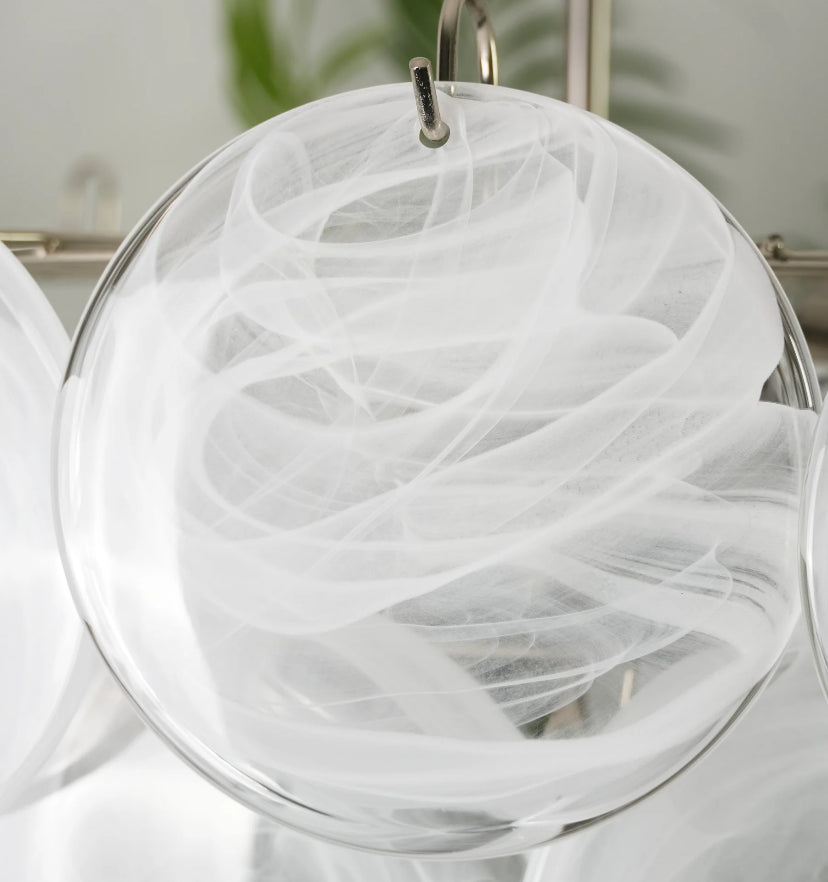 White Murano Disc Chandelier - Auraolight