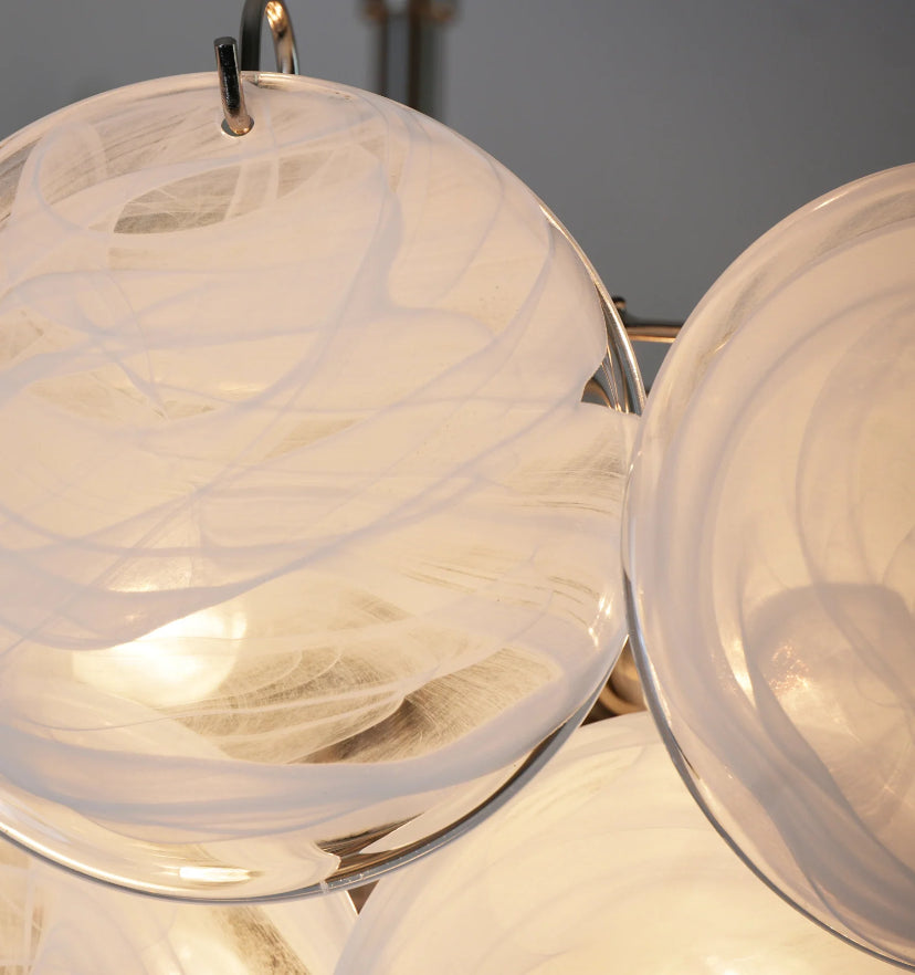 White Murano Disc Chandelier - Auraolight