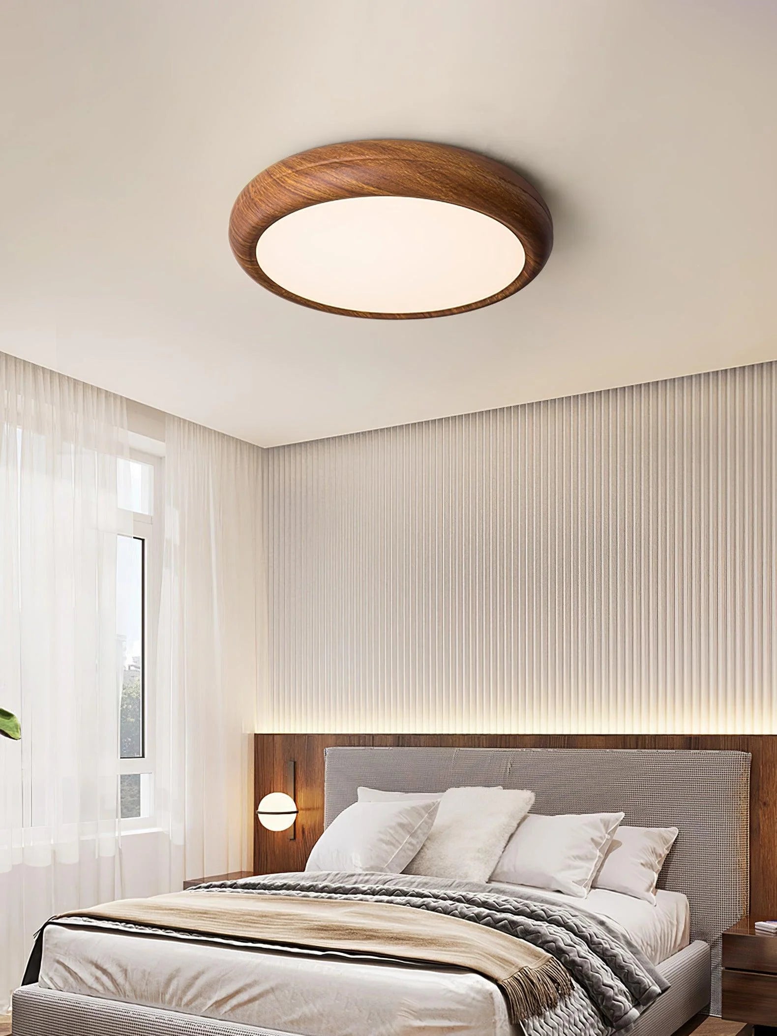 Wood Grain Round Ceiling Lamp