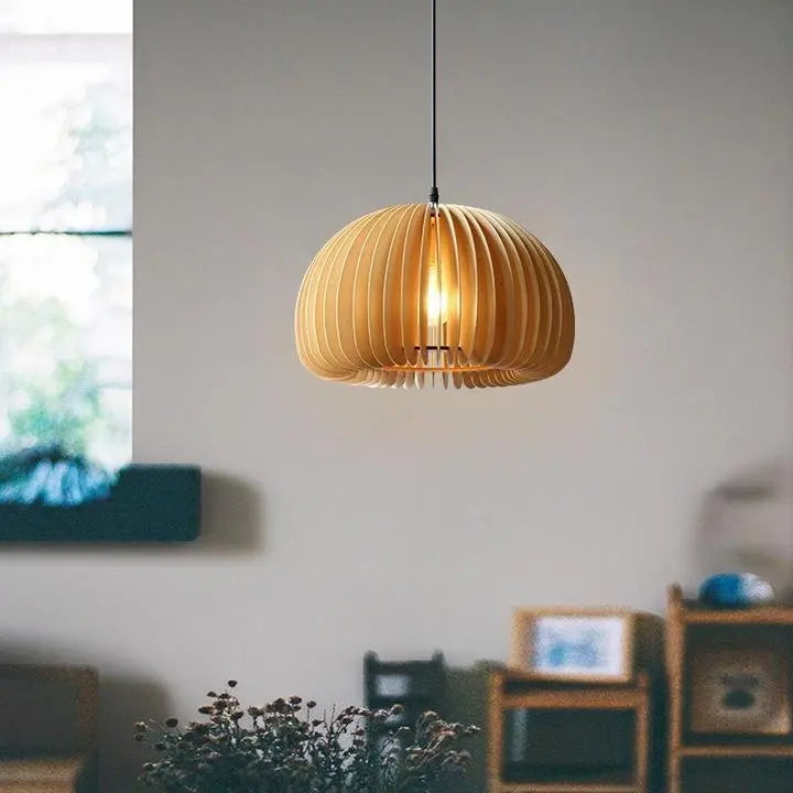 Wooden Pumpkin Pendant Light - Auraolight