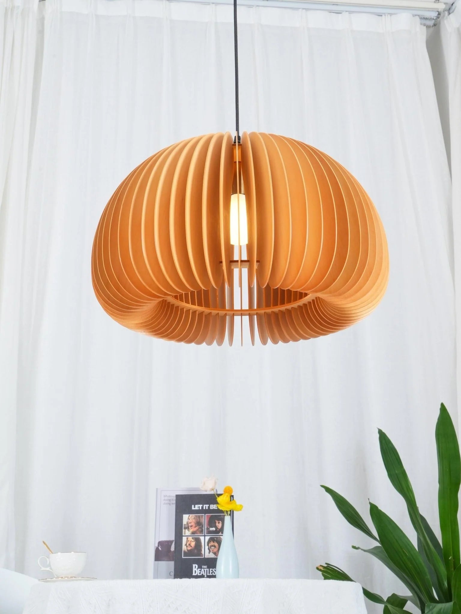 Wooden Pumpkin Pendant Light - Auraolight