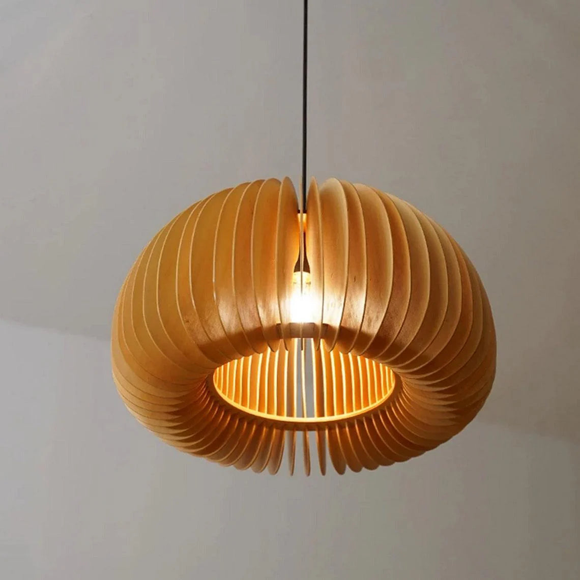 Wooden Pumpkin Pendant Light - Auraolight