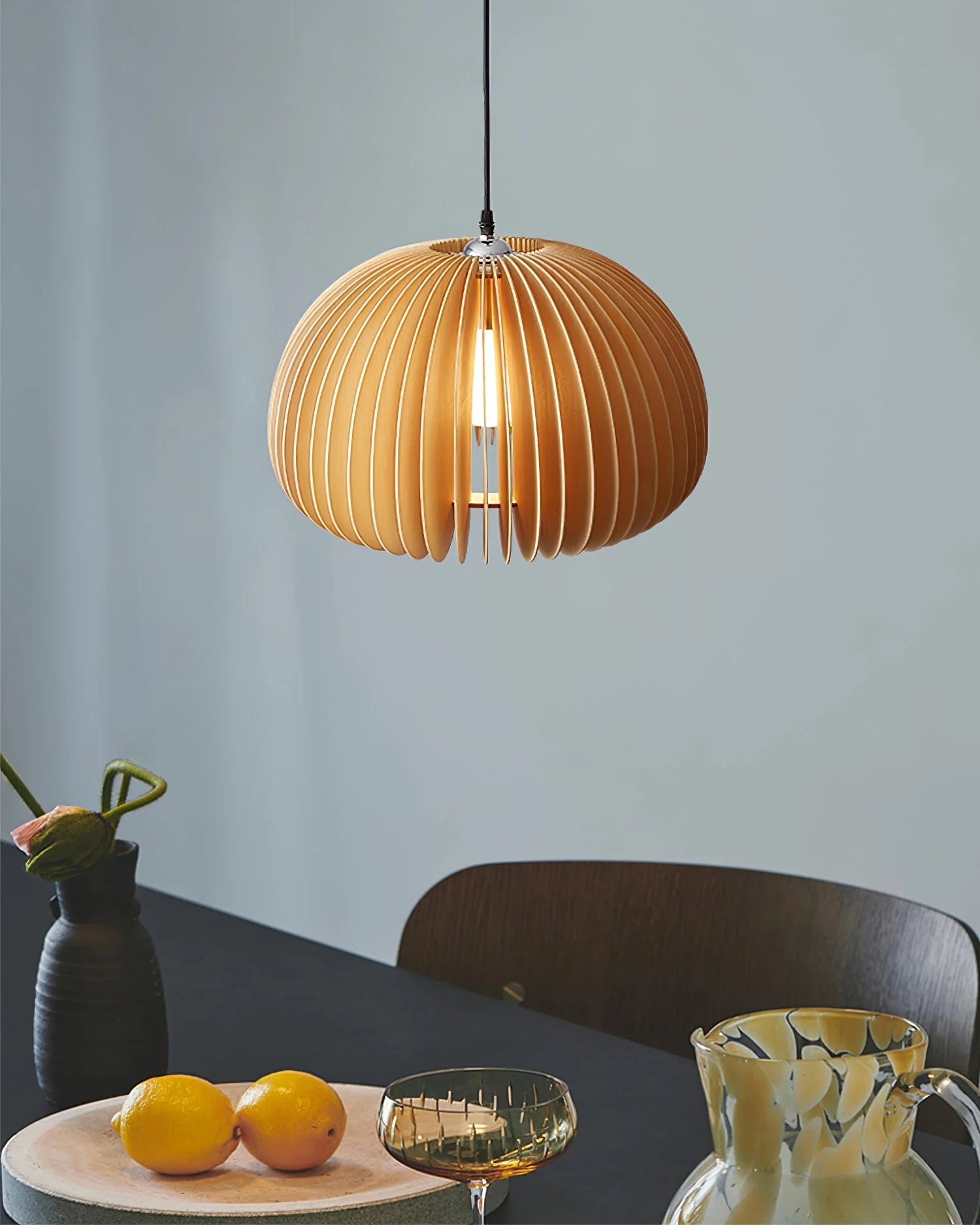 Wooden Pumpkin Pendant Light - Auraolight