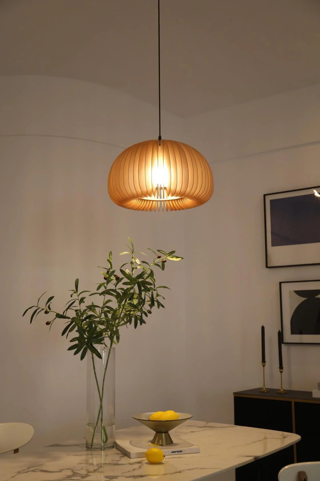 Wooden Pumpkin Pendant Light - Auraolight