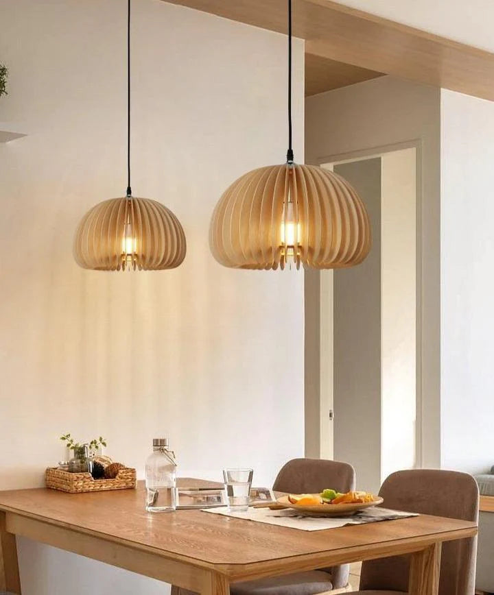 Wooden Pumpkin Pendant Light - Auraolight