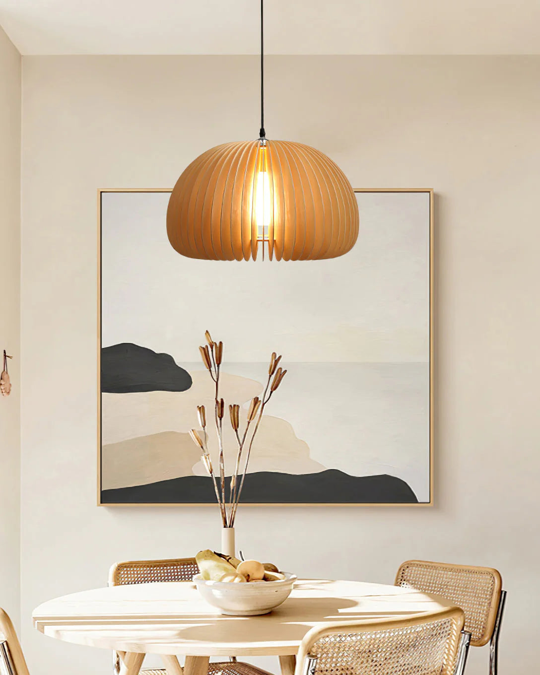 Wooden Pumpkin Pendant Light - Auraolight