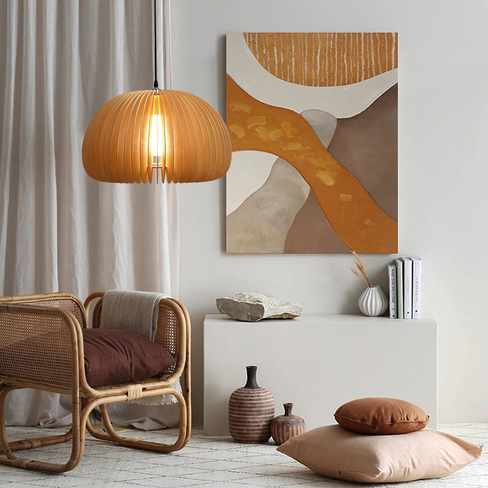 Wooden Pumpkin Pendant Light - Auraolight