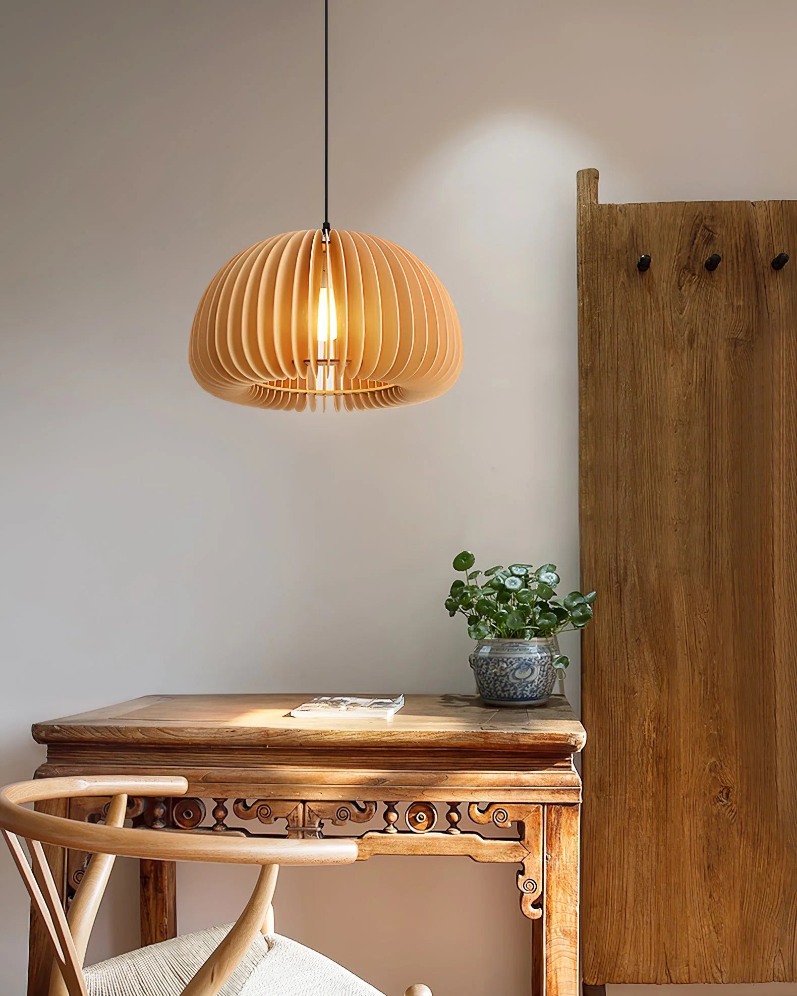 Wooden Pumpkin Pendant Light - Auraolight