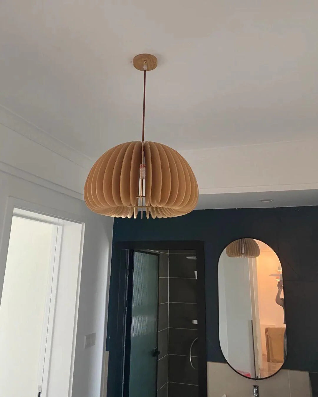 Wooden Pumpkin Pendant Light - Auraolight