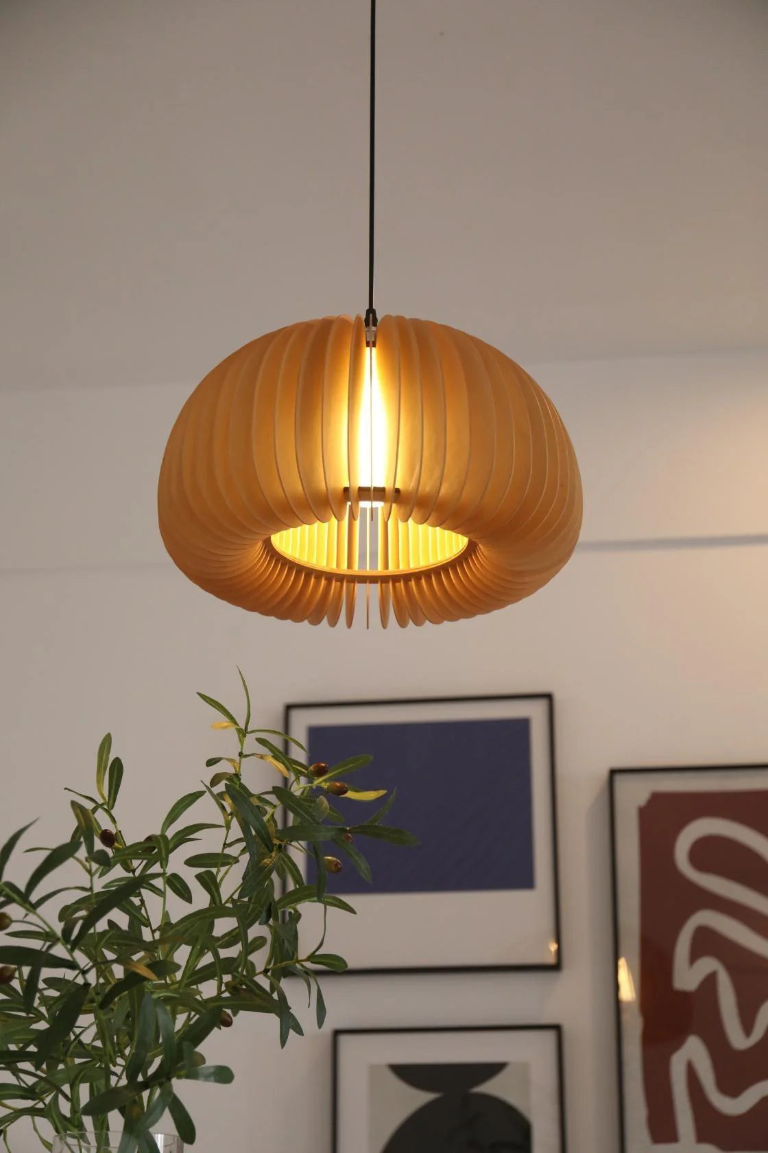 Wooden Pumpkin Pendant Light - Auraolight