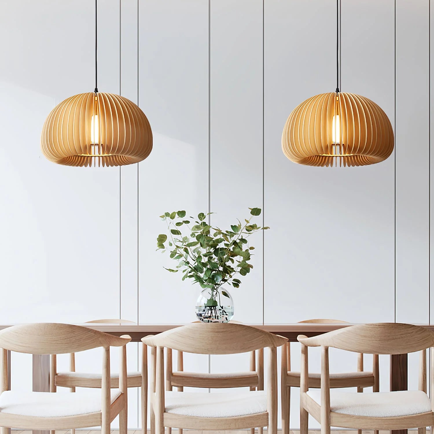 Wooden Pumpkin Pendant Light - Auraolight