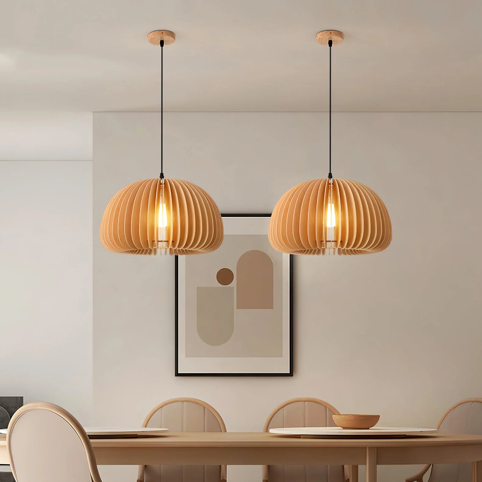 Wooden Pumpkin Pendant Light - Auraolight