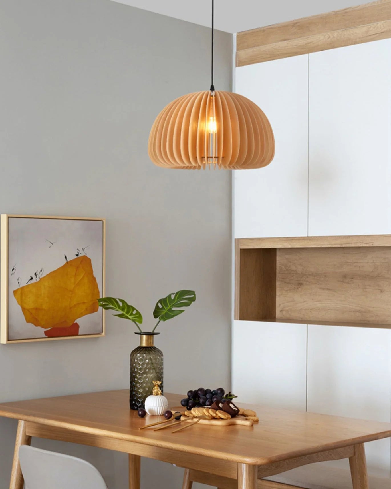 Wooden Pumpkin Pendant Light - Auraolight