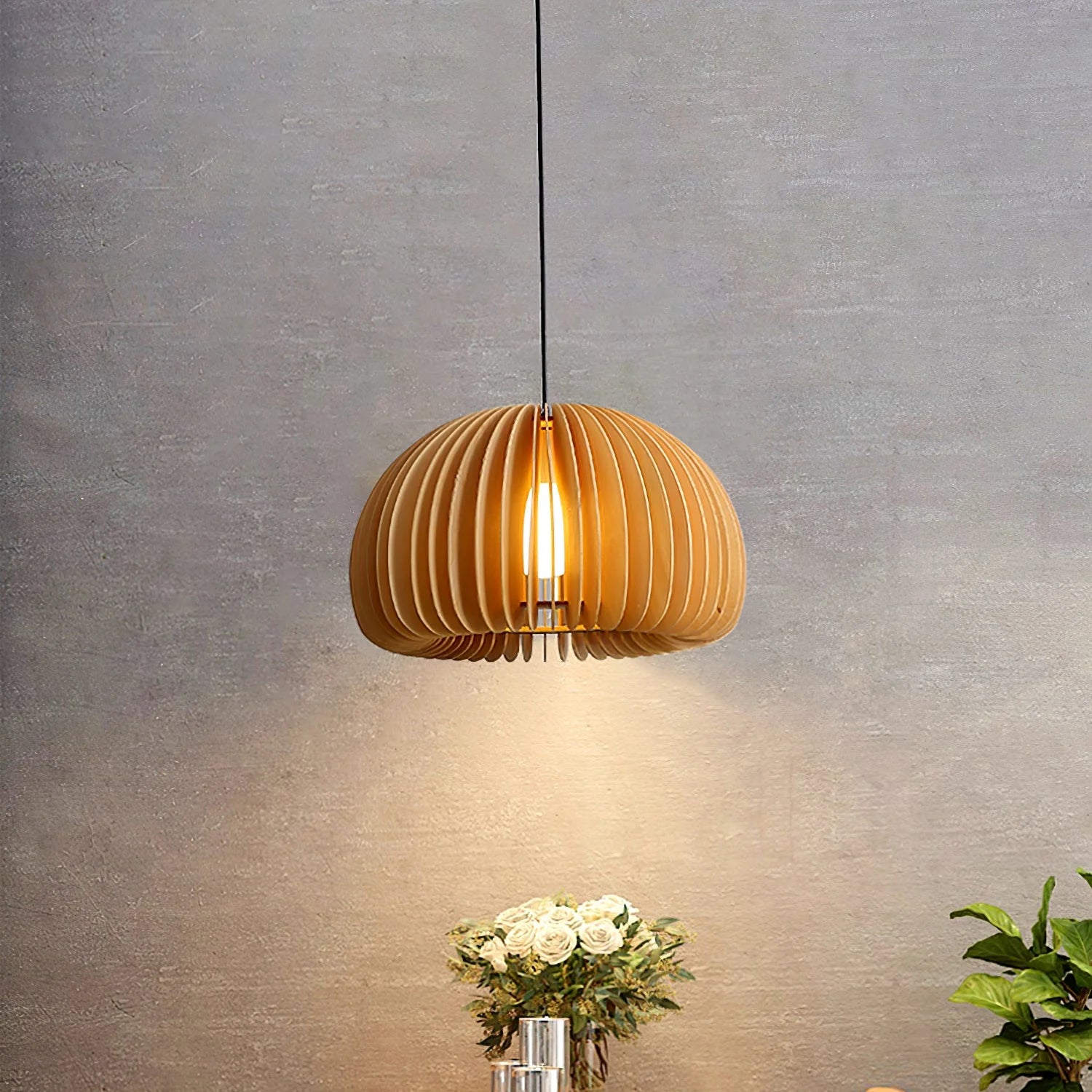 Wooden Pumpkin Pendant Light - Auraolight