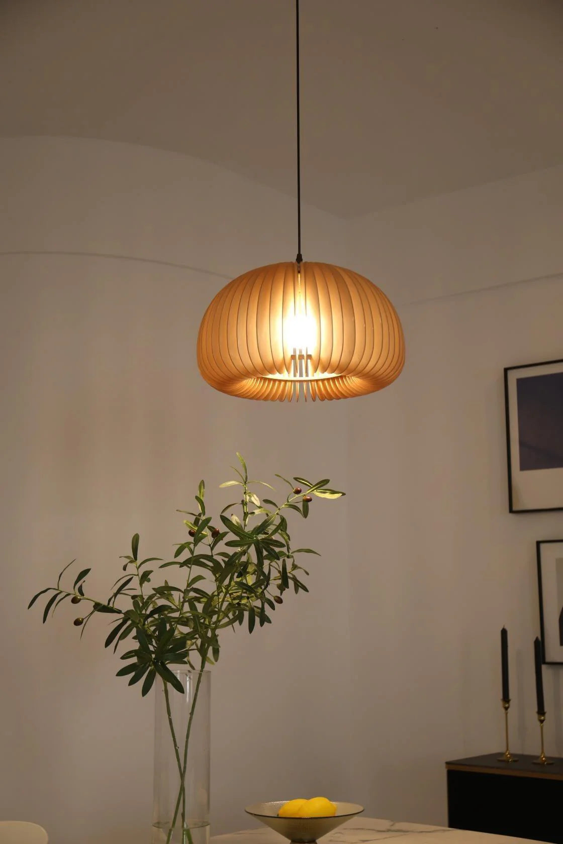Wooden Pumpkin Pendant Light - Auraolight