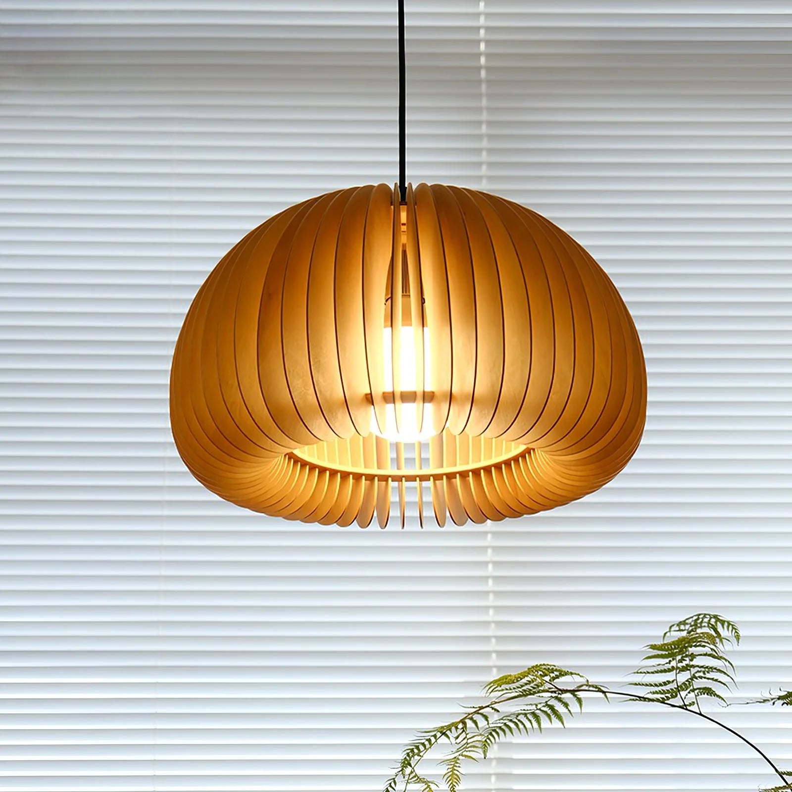 Wooden Pumpkin Pendant Light - Auraolight