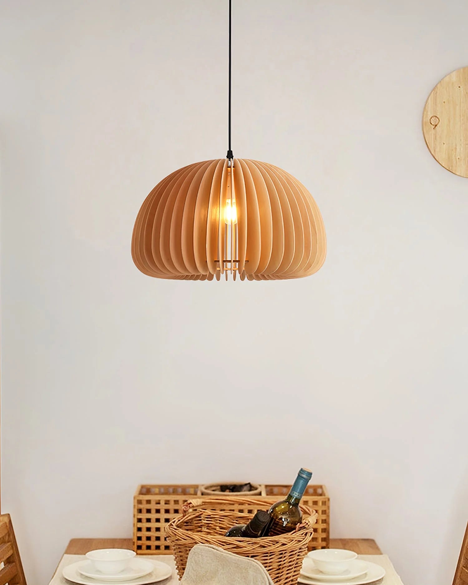 Wooden Pumpkin Pendant Light - Auraolight