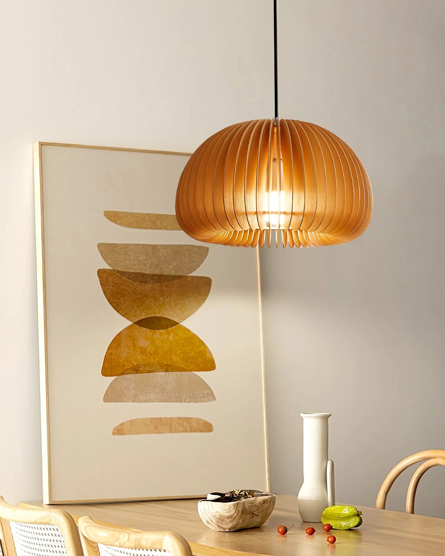Wooden Pumpkin Pendant Light - Auraolight