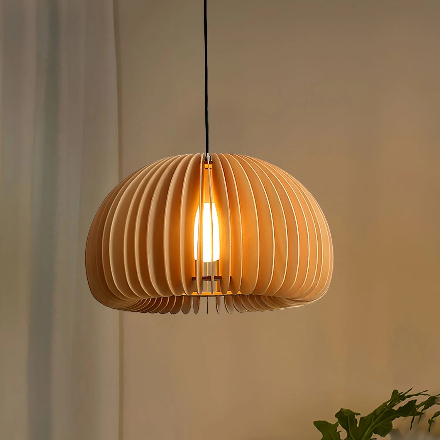 Wooden Pumpkin Pendant Light - Auraolight