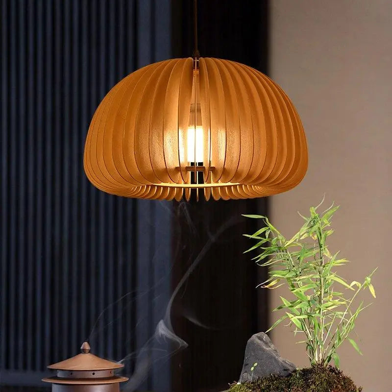 Wooden Pumpkin Pendant Light - Auraolight