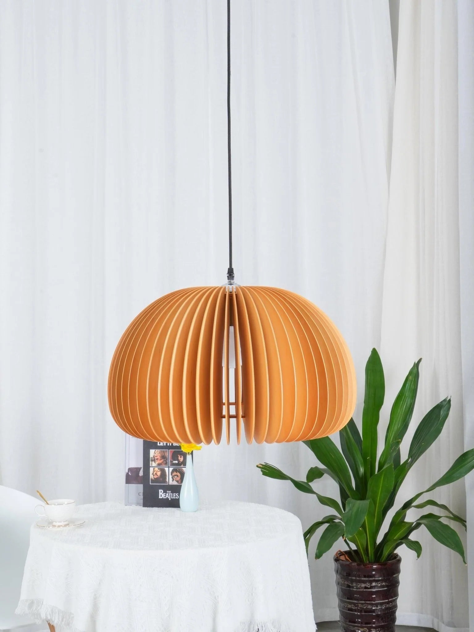 Wooden Pumpkin Pendant Light - Auraolight