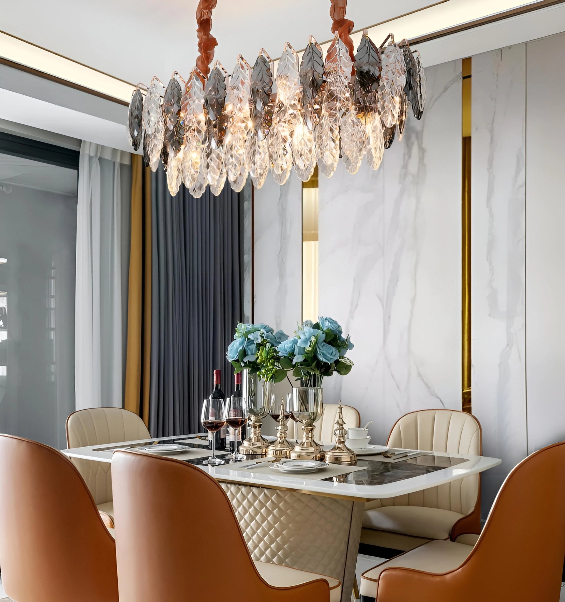 Jonas Leaf Crystal Chandelier - Auraolight