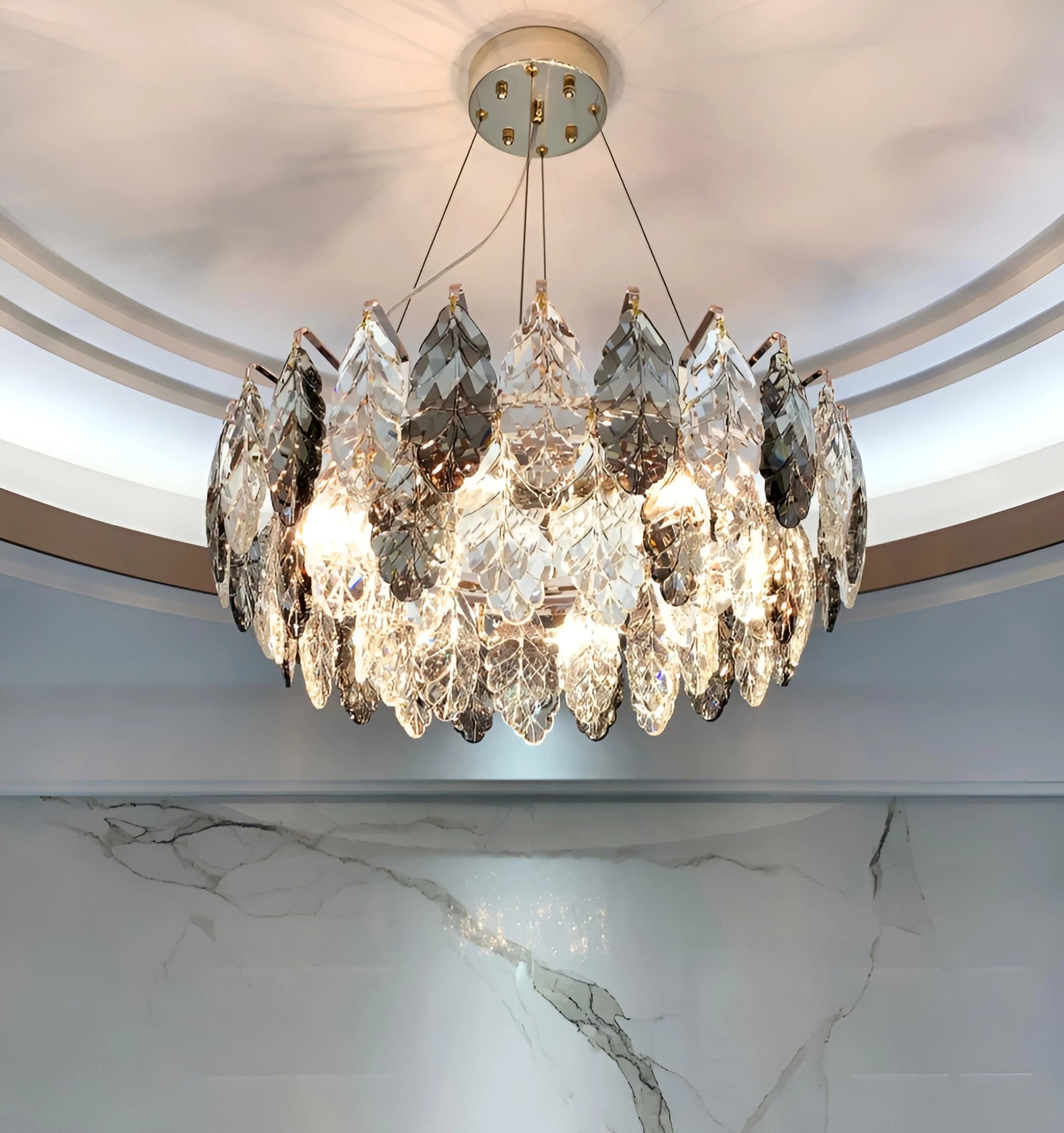 Jonas Leaf Crystal Chandelier - Auraolight