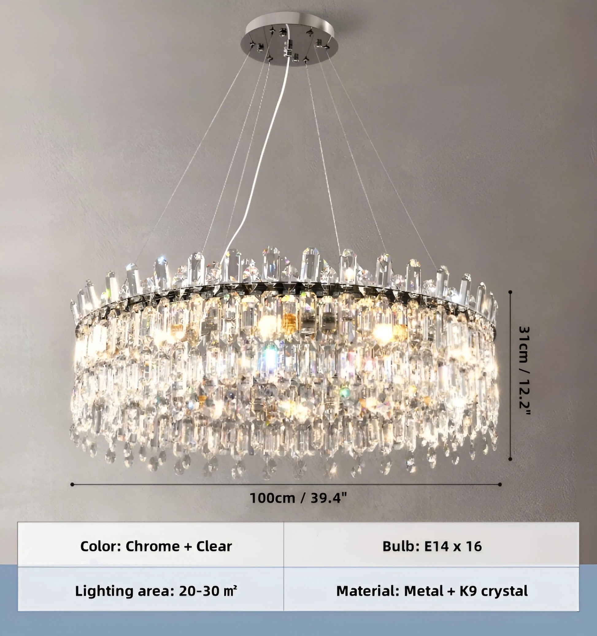 Serena Crystal Chandelier - Auraolight
